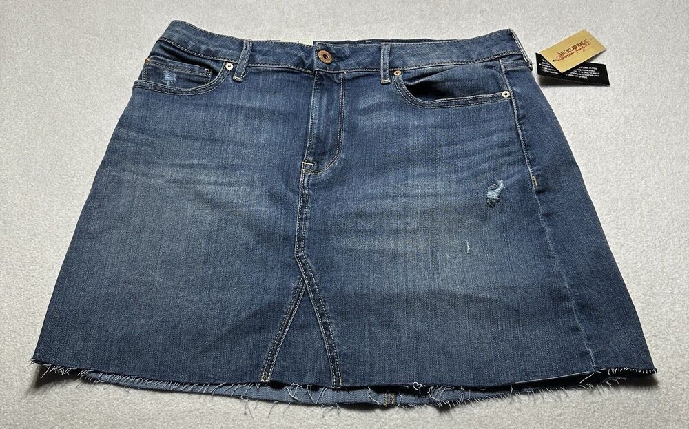American Rag CIE Mini Skirt Womens 13 Juniors Blue Fringe Spirit Wash Denim